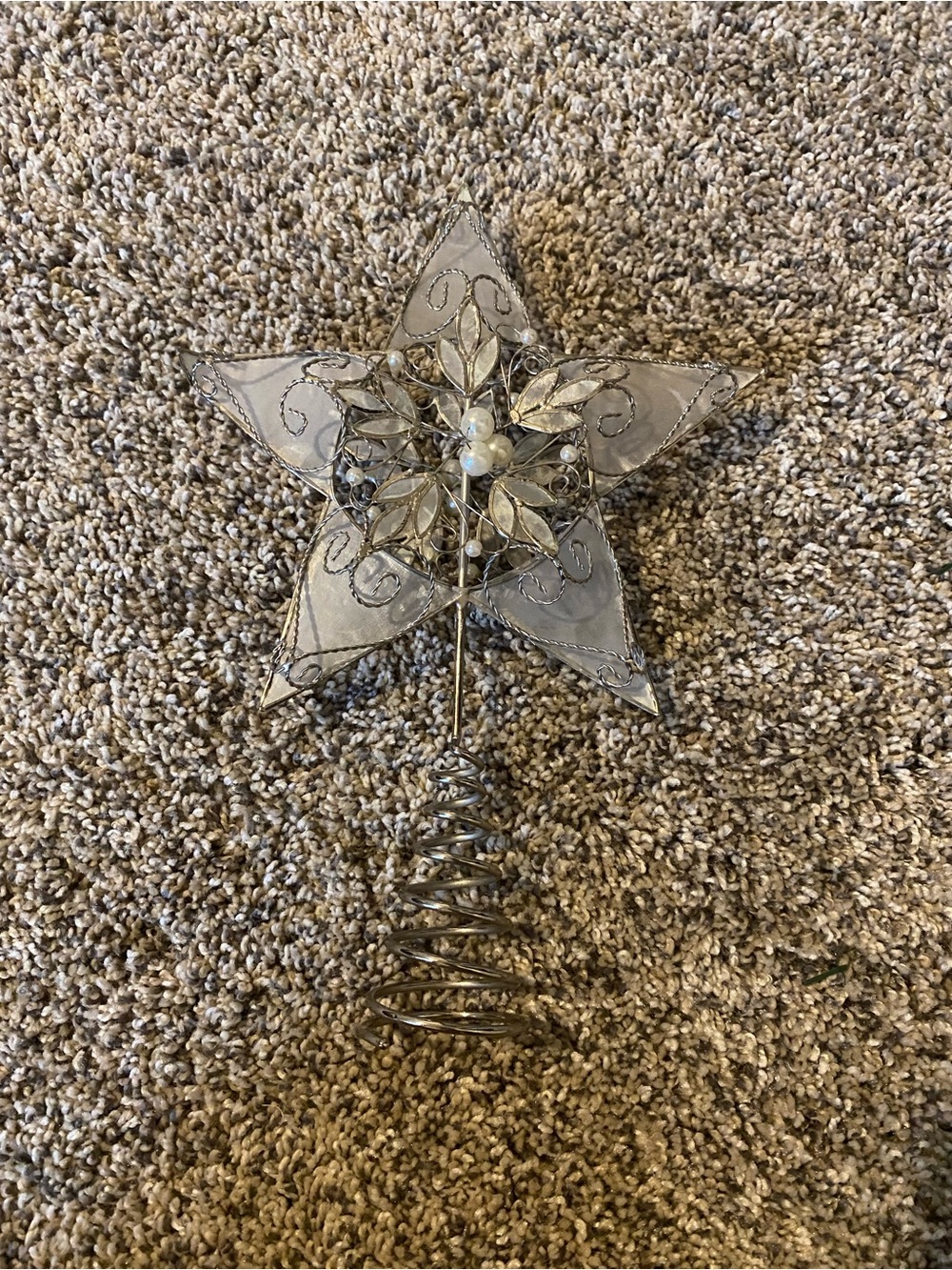 Silver Star Tree Topper - Elegant Holiday Star